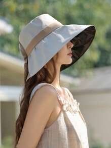 1 Pc Women's Spring/Summer New Lightweight Sun Protection Bucket Hat, Solid Color Fashionable Versatile Outdoor Sunshade Hat That Makes Face Look Smaller - Multicolor - View 4