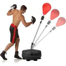 Renmte Pera de Boxeo con Base, Costales Pesados de Box, Saco de Velocidad Independiente, Costal de Boxeo con Base, Pera de Boxeo de Altura Ajustable con Guantes - 1 - Ver 1