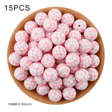 15pcs, Silicone Beads (15mm Printed Silicone Beads), Suitable For DIY Handmade Bead Pens, Keychain Pendants, Etc - Multicolor - View 11
