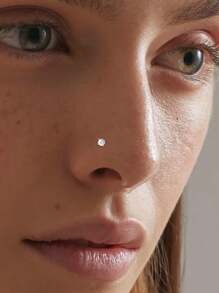 FOREVER QUEEN 单个鼻环 S925 纯银四爪锆石唇钉鼻环个性耳环穿刺珠宝