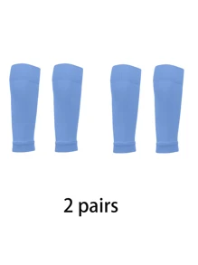 2 paires de chaussettes de compression de football de couleur unie simples, manches de jambe serrées, convenant au football, au basketball, au cyclisme et à d'autres sports de plein air