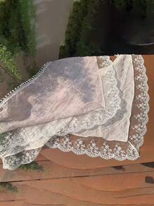 2 件法式蕾丝三角围巾，优雅甜美头带，适合乡村、海滩度假 - 彩色 - 查看 9