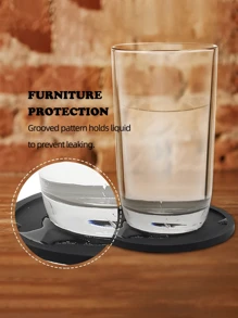 1/3/6pcs Black Silicone Coasters, Heat Resistant Glass Coasters, Beverage, Coffee Table And Bar Furniture Protectors And Heat Coasters, Coffee Cup Round Coasters, Heat Resistant Glass Coasters, Desktop, Kitchen, Office, Bar Bar Table Protectors, Black Coaster Set, Suitable For Any Cup Protectors, Father's Day, Thanksgiving Gifts,Mother's Day, Party Supplies