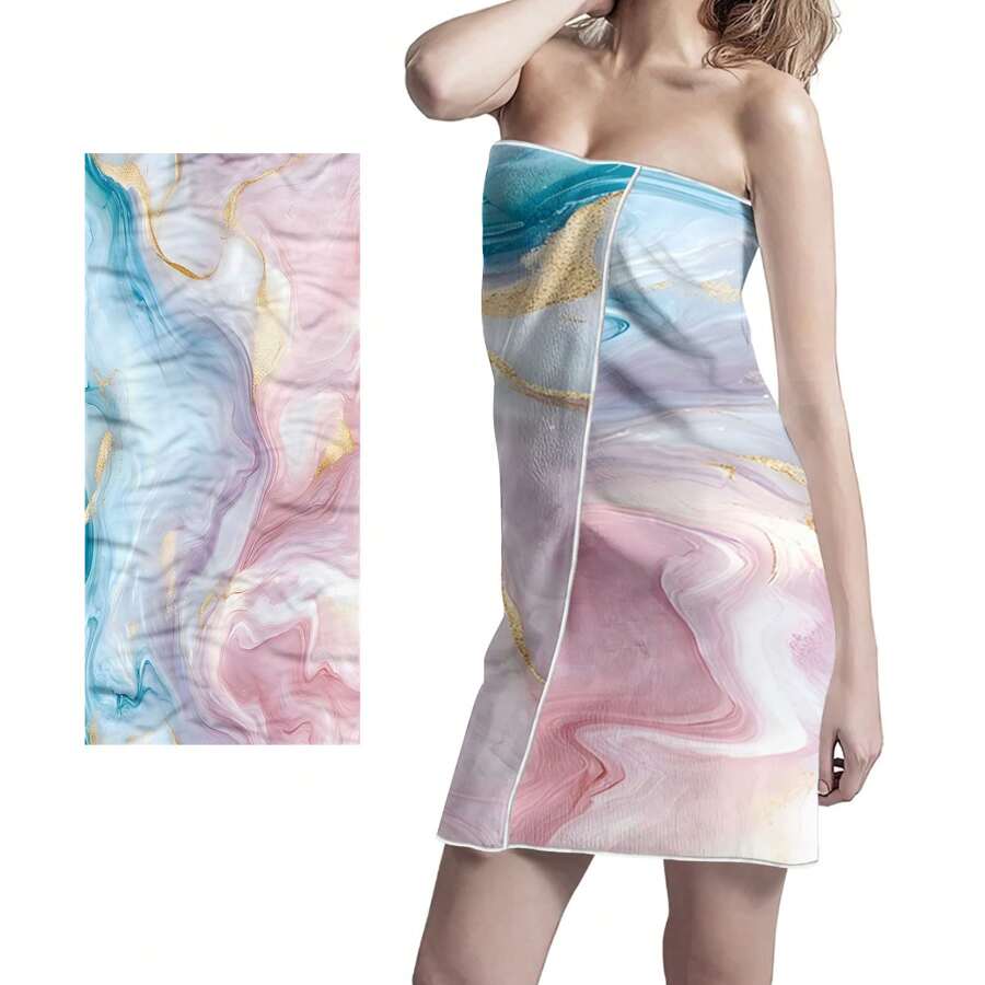 1pc Oversized Beach Towel, Golden Plush Bath Towel, Essential Travel & Holiday Gift, Swimming Pool Towel, Adult Women & Men Beach Necessity, Holiday Gift Summer, Holiday