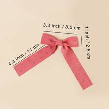 5入組女童金點絨織繡帶長尾髮夾,帶蝴蝶結,適用於馬尾髮型 - 粉色 - 查看 6