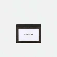 Coach 纤薄身份证卡夹 RFID 屏蔽信用卡夹 带透明身份证窗口 皮革前袋钱包 女士信用卡夹 带钥匙扣 - 摩卡棕 - 查看 3