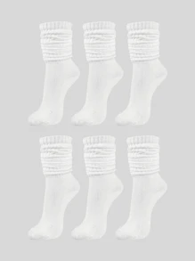 6 Pairs Of Multi-Color Pile Socks, Casual And Versatile Mid Tube Pile Socks - Multicolor - View 19