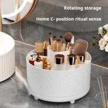 Soporte giratorio de lujo para almacenamiento de brochas de maquillaje, organizador de escritorio de plástico para el hogar y el dormitorio - Multicolor - Ver 6