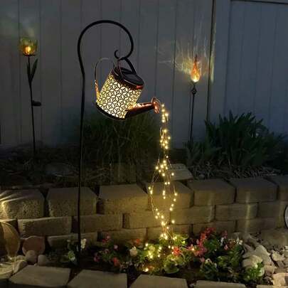 1pc Solar Powered String Lights With Cascading Lights, Waterproof Charging Panel, Garden Decor, Outdoor Solar Fairy String Lights, Patio Decoration, Autumn Decor, Home Decor, Outdoor Lighting