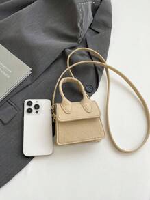 1pc Fashionable Messenger Bag, Contrasting Felt Bag, Casual And Simple Hand-Held, Personalized And Fashionable Small Square Bag, High-End Solid Color Messenger Bag, Felt Fabric Magnetic Buckle Opening And Closing, Suitable For Shopping, Travel, Daily Use, Adjustable Shoulder Strap, Fashionable And Versatile Square Bag Shape, Is The Best Choice For Friends - Solid Color Handbag - View 11