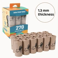 90 piezas/120/150 piezas/270 piezas Bolsas para recoger excrementos de perro en caja con 6/8/10/18 rollos, bolsas de 1.3 micras de grosor, a prueba de fugas, fácil de usar, resistentes a los olores, extra gruesas, con aroma a café, aptas para paseos, arena para gatos y limpieza del hogar