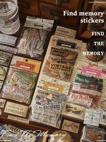 100 Stücke Retro Aufkleber, geeignet für Scrapbooking, amerikanische Vintage Dekorationsaufkleber für Studenten, Schulmaterial, Graffiti Aufkleber, Geschenk zum Schulanfang, Dekorationsmaterial