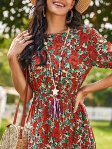 Dây chuyền dài tua rua nhiều màu sắc theo phong cách Boho với hạt gỗ thủ công, mặt dây chuyền hình trái tim và hòa bình, vòng tròn và chữ thập và ngôi sao màu ngọc lam, trang sức mùa xuân/hè cho tiệc lễ - Nhiều màu - Xem 6