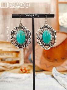 1 stuk Retro Western Style Turquoise Oorbellen, Geschikt voor Dagelijkse Cowgirl Dragen of Evenementen voor Vrouwen, Voeg Deze Vintage Oorbellen Toe Aan Uw Sieradendoos