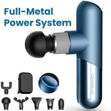 Deerma Massage Gun, Mini Massage Gun Travel Size Powerful Deep Tissue For On-The-Go Trip Portable Small Massage Gun Skin Friendly Metal Percussion Muscle Massager For Neck Back Shoulder - 藍色 - 查看 1