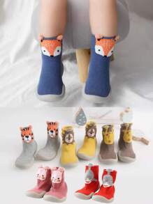 1 par de calcetines de bebé y niño pequeño antideslizantes con diseños de dibujos animados, calcetines para usar en casa para bebés