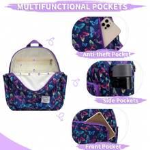 VASCHY Small Backpack For Women, Cute Mini Rucksack Fashion Lightweight Nylon Travel Backpack Purse For Ladies Teen Girls, School Backpack - Purple - View 5