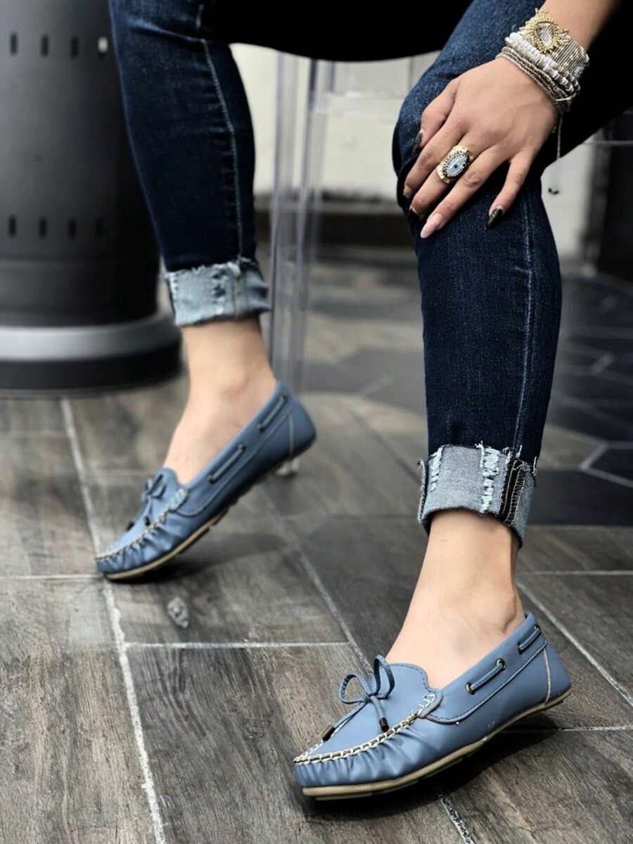 Greco Designs Women's Ballerinas Moccasins Elegant Comfortable Flat Shoes - 藍色 - 查看 1