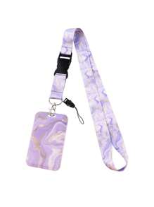 1 件星空印花挂绳，可爱合成纤维证件卡夹带，适合工作证、学生证、多功能礼品和日常使用汽车配件包魅力学校