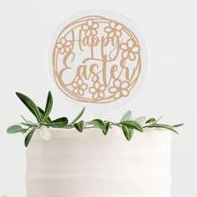 1 件个性化花卉兔子蛋糕装饰、复活节亚克力蛋糕装饰、复活节快乐蛋糕标志、派对装饰，非常适合复活节快乐和春季庆祝活动 - 多色 - 查看 8