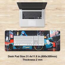 1 pieza Alfombrilla para ratón de estilo anime con un coche deportivo y una chica en un garaje, alfombrilla de juego para ratón de varios tamaños, tapete de escritorio de goma antideslizante para oficina, accesorios de escritorio, alfombrilla de escritorio para teclado para escuela, oficina, hogar, regalo para amigos y familiares