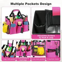 Rolling Cleaning Caddy Bag With Detachable Trolley, Professional Portable Large Cleaning Bag With Wheels, Wearable Cleaning Supply Bag On Wheels For Housekeepers, Rose Red - Rose Red - View 10