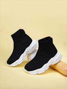 Nuove sneaker casual per bambini leggere e traspiranti in in rete, con suola morbida, slip-on, scarpe da sport all'aperto, versatili per tutte le stagioni - Bianco e nero - Visualizzare 4