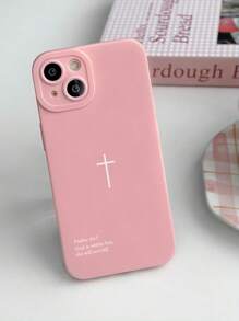 White Pink Slogan Element Fashion Phone Case Psalm 46:5 Cross Christian Style Phone Case Compatible With IPhone Galaxy And Other Smartphone Models Pink Floral Print Can Be Used As A Gift Or For Personal Use Easter Spring Gift Birthday - Multicolor - View 3