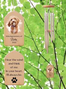 Customized Pet Memorial Wind Chimes, Pet Bereavement Memorial, Pet Loss Gift, Watercolor Pet Portrait Wind Chimes, Dog Memorial Gift