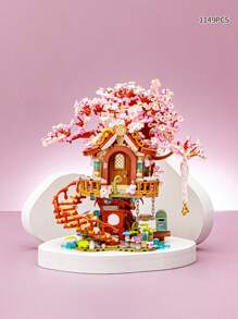 Juego de bloques de construcción en miniatura LOZ, decoración de escena callejera de panda, modelo de casa de árbol de flores de cerezo, recuerdo coleccionable, rompecabezas 3D de micropartículas, regalo del Día de San Valentín, regalo de cumpleaños para hombres y mujeres