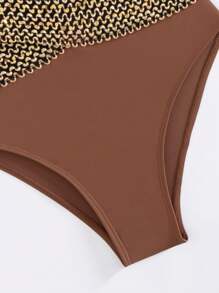 2 件套夏季超性感女士比基尼套装，高腰修身泳装