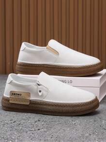Men's Casual Loafers, 2025 Spring Soft Outsole Soft Material Lightweight Comfortable Men's Shoes, Low-Top Round Toe Side Zipper Thick-Sole Fashionable Versatile Men's Shoes, PU Leather Waterproof Oil-Resistant Fisherman Shoes For Men