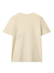 White Casual Daily Wear Girls Print Short Sleeve Round Neck T-Shirt For Women, Spring/Summer - Apricot - View 3