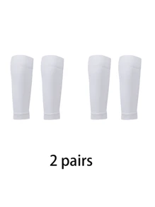 2 paires de chaussettes de compression de football de couleur unie simples, manches de jambe serrées, convenant au football, au basketball, au cyclisme et à d'autres sports de plein air