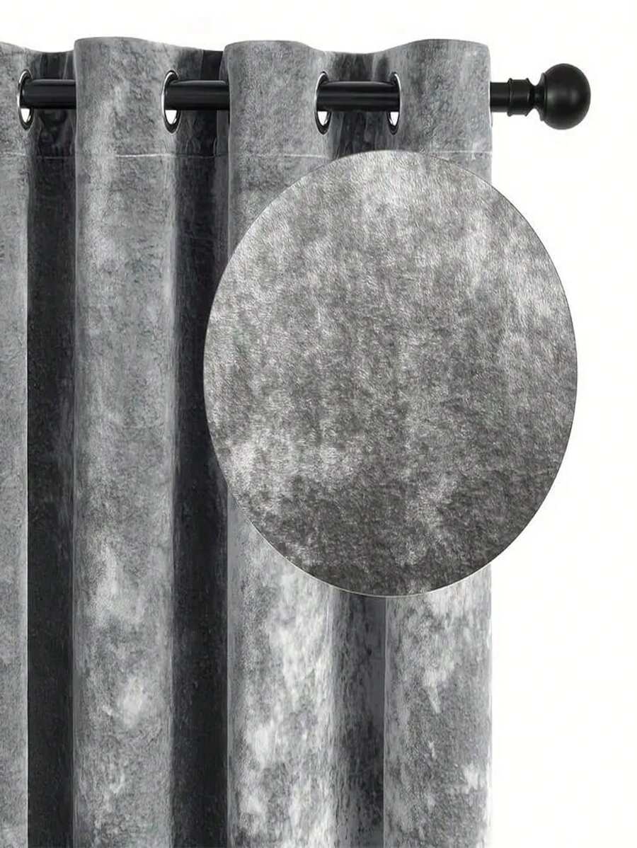 1 件套优雅烟灰色天鹅绒窗帘 - 柔软、光滑、奢华，适合客厅、卧室或舞蹈工作室装饰