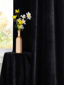 1 件套优雅烟灰色天鹅绒窗帘 - 柔软、光滑、奢华，适合客厅、卧室或舞蹈工作室装饰 - 黑色 - 查看 8