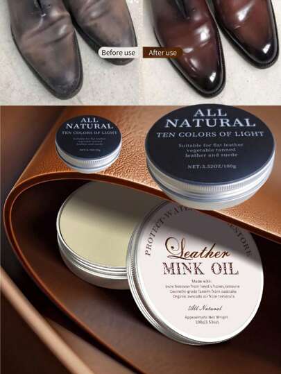 Set di crema per manutenzione e pulizia in pelle, da 20g e 100g, confezione in alluminio di grandi dimensioni, balsamo di visone, olio per la cura e lucidatura delle scarpe in pelle di alta qualità