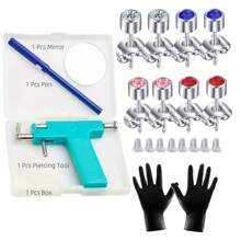 Reusable Ear Piercing Kit For Professional Salon With 8 Pcs Stainless Steel Earrings Set For Home