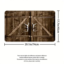 4pcs Wooden Door Antler Handle Shower Curtain Gift Modern Home Bathroom Decoration Curtain And Toilet Floor Mat 3pcs Set With 12 Shower Curtain Hooks Bathroom Accessories Back To School Fall Decor