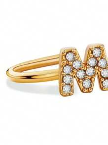 U-Shaped Gold 26 English Letters Rhinestone-Set Simple Ear Clip Personalized Fashion Mini Classic Earrings Without Piercing Ears