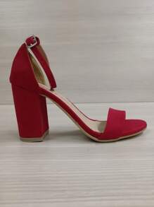 Zapatilla tacón de mujer alto 8 cm perfecto para ocasiones formales y Casuales, XV, Graduaciones, Cenas Familiares, Bodas y mas - Rojo - Ver 4