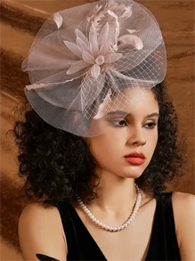 A Piece Of Mesh Feather Headdress European And American Bride Exaggerated Top Hat Hair Accessories Party Dance Horse Racing Festival Headdress - Multicolor - View 10