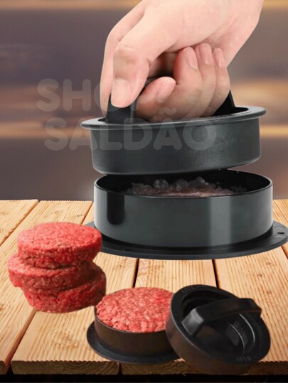 Modelador de Hambúrguer 3 em 1 Crie Hambúrgueres Tradicionais Recheados e Mini com Facilidade