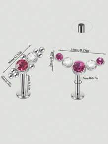 1PC Stainless Steel Internal Thread Labret Lip Ring Synthetic Opal&Rhinestones Cluster Curved Ear Cartilage Tragus Helix Daith Piercing Jewelry Unisex - Silver - View 6