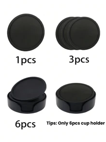 1/3/6pcs Black Silicone Coasters, Heat Resistant Glass Coasters, Beverage, Coffee Table And Bar Furniture Protectors And Heat Coasters, Coffee Cup Round Coasters, Heat Resistant Glass Coasters, Desktop, Kitchen, Office, Bar Bar Table Protectors, Black Coaster Set, Suitable For Any Cup Protectors, Father's Day, Thanksgiving Gifts,Mother's Day, Party Supplies
