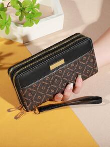 大容量拉链手拿包 带 8 个卡槽和多个隔层 优雅手拿包 拼色钱包 钱包 长款钱包 腕带钱包 - 彩色 - 查看 16