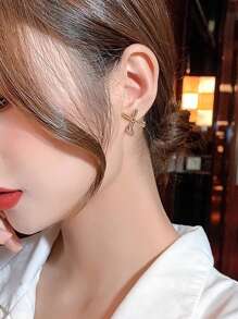 2pcs S925 Sterling Silver Original X-Shaped Elegant Personalized Stud Earrings, Suitable For Women Daily, Festival Party, Jewelry Gift