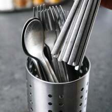 1pc Utensil Holder, Stainless Steel, Wet Kitchen Utensils,Suitable For Large Kitchen Utensils.Chopstick Tube, Chopsticks Storage, Tableware Storage Box, Knife, Fork, Spoon Storage Box