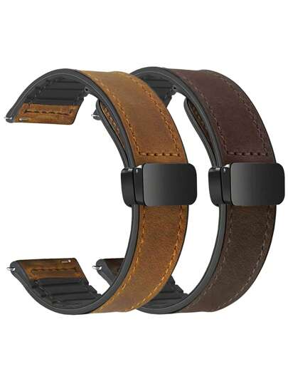 1 条 22 毫米 20 毫米硅胶皮革复合表带，兼容华为 Watch GT5 GT4 GT3 Pro GT2 46 毫米 42 毫米、Galaxy Watch 6 5 4 3、Garmin Watch、Watch、Galaxy Watch Active 2、Galaxy Watch 3 41 毫米/Galaxy Watch 42 毫米 Gear S2，男女通用设计，带磁扣