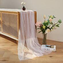 4 Pieces Pearl Table Runner Tulle Fabric Lace Tablecloth For Bridal Shower Birthday Party Wedding Arch Veil Thanksgiving Halloween Christmas Dessert Table Decorations